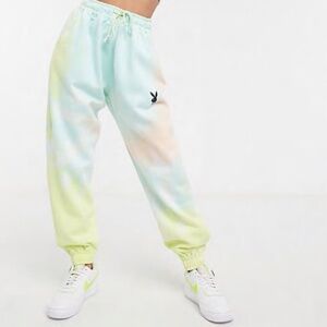 NWT PLAYBOY X MISSGUIDED TIE DYE OVERSIZED JOGGER - MULTI PASTEL SIZE MEDIUM